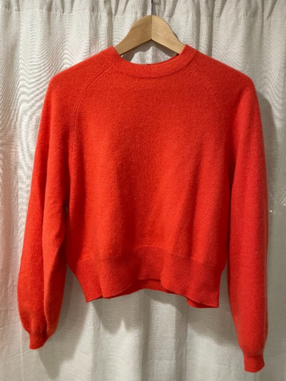 Coral Cashmere Bubble Sleeve Crop Sweater by Charter Club, size small